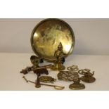 A good selection of novelty brass ware etc