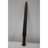 An unusual antique solid bronze sword with unknown decoration (possibly bronze age) sold as seen.