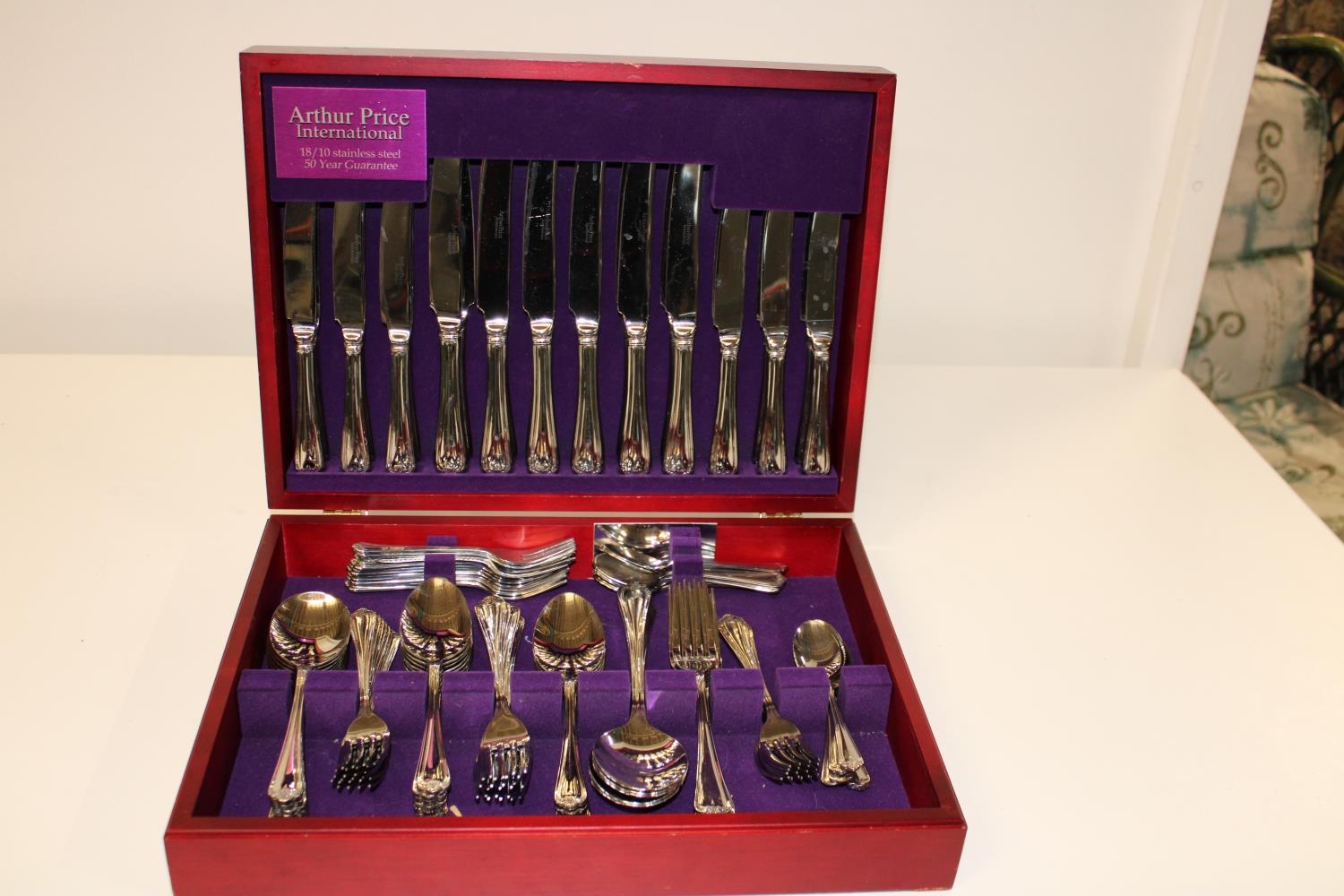 A quality boxed full set of Arthur Price stainless steel cutlery