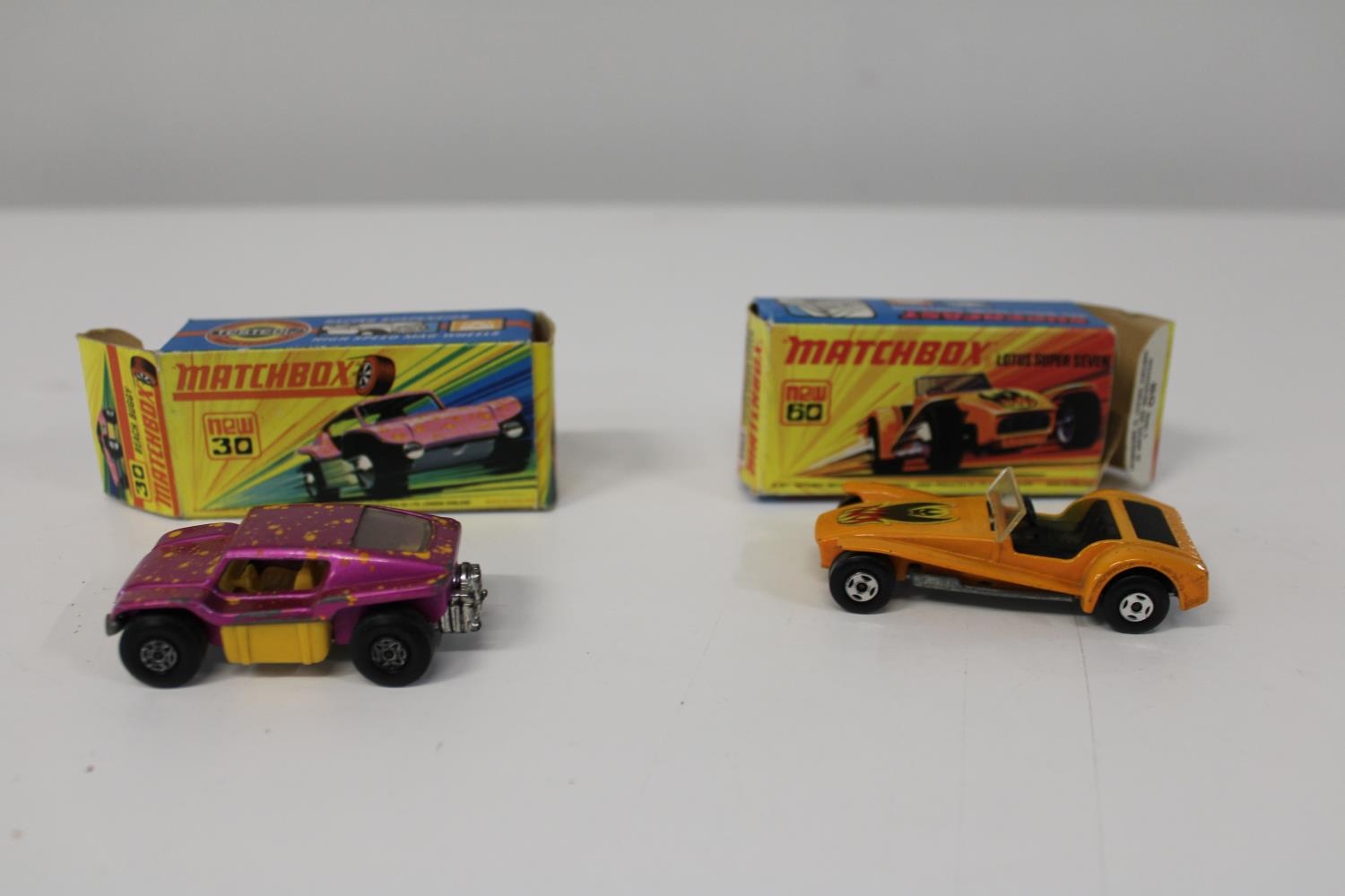 Two boxed Matchbox cars