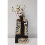 A vintage hand decorated art pottery vase & flowers h41cm