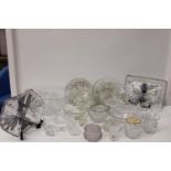 A job lot of vintage glass ware including a punch bowl & glasses Collection only