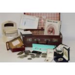 A vintage suitcase & contents