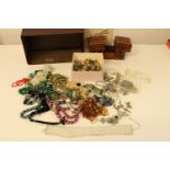 A job lot of vintage costume jewellery etc