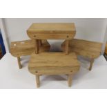 Four children's pine stools/plant stands 38x21x22cm