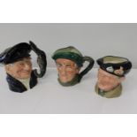 Three Royal Doulton character jugs (sold as seen)