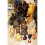 A large selection of assorted Buddhas etc 19 pieces