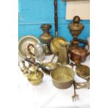 A job lot of vintage copper & brass ware