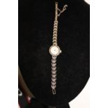 A hallmarked silver & marcasite Ladies cocktail watch, working when tested. ( crack to the glass