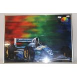 A framed & signed motor racing print 84x 62cm collection only