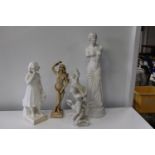 Four assorted figurines all sold as seen tallest 60cm