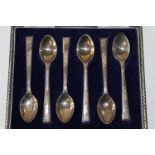 Sterling Silver Gilded Coffee Spoons. Margaret Rose pattern. Hallmarked Sheffield 1955. Fitted case.