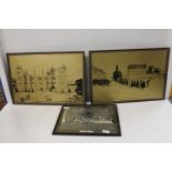 Three framed pictures of Howley Hall golf club