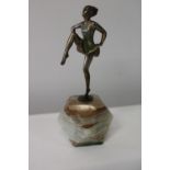 A Art Deco figure on a onyx base h18cm