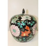 A large hand decorated ginger jar h28cm