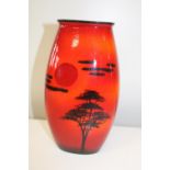 A vintage flambee style Poole Pottery vase h26cm