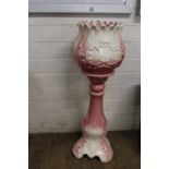 A pink & white glazed planter stand & planter h85cm collection only