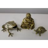 Three pieces of novelty brass ware