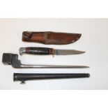 A William Rodgers 'I cut my way' sheath knife & pig sticker bayonet