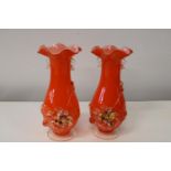 Two Murano style orange vases h20cm