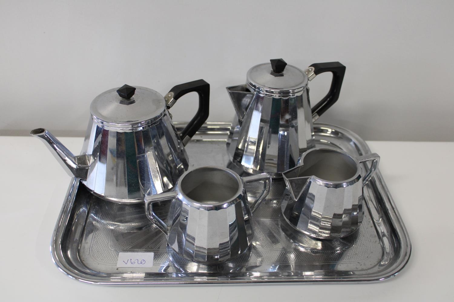 A vintage Swan Brann chromed tea service