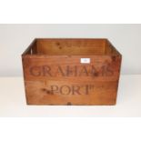 A vintage Grahams port advertising crate