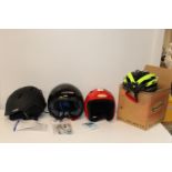 Four assorted crash helmets (sold as seen)