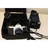 A vintage Pentax camera & accessories
