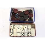 A set of vintage dominoes & draughts