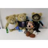 A selection of Ted 2 soft toys & Mini Mouse