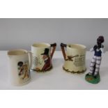 Two Crown Devon musical mugs & two other collectables