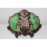A Chinese carved fish plaque with green carp 30x24cm (sold as seen)