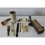 A selection of vintage horn & bone items