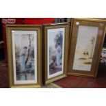 Three large gilt framed prints collection only