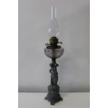 An unusual metal based vintage oil lamp h78cm