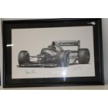 A framed & signed Damon Hill print 102x71cm collection only