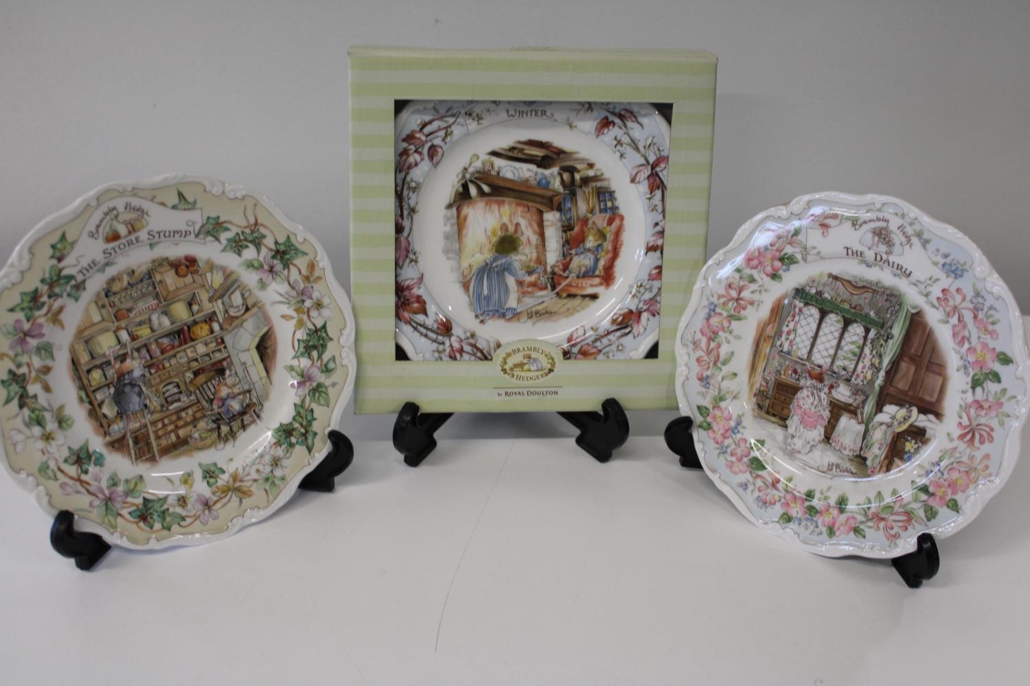 Three Brambly Hedge collectors plates