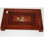 A Oriental rosewood tray with insert below. With MOP decoration. 54cm x 33cm