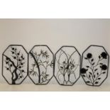 Two pairs of Chinese 'Tiehua' iron pictures depicting flowers