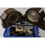 A box of clocks & spare parts etc