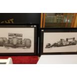 Two framed & signed Formula One prints 100 x 75 & 98 x 68 cm collection only