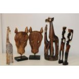An assortment of carved figures etc