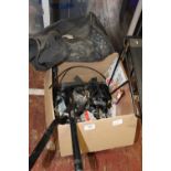 A box of cycle related items & parts