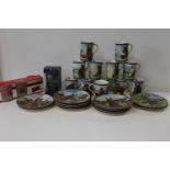 A box of horse racing related mugs & plates