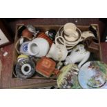 A box full of assorted ceramics & glass ware. collection only