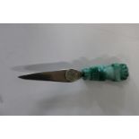 A jadeite handled paper knife