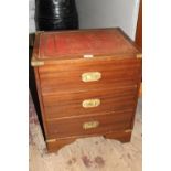 A vintage three draw unit with brass handles. h58cm. collection only