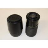 Two 35mm camera lenses including a Sigma Zoom lens 100-300mm