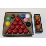 A boxed set of vintage snooker & billiard balls.
