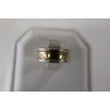 A unusual 9ct gold wide barrel ring size M